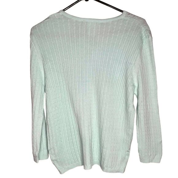 NWT IRRESISTIBLES Women’s Lime Green Cotton Cable Knit V-Neck Sweater Canada XL - Picture 10 of 11